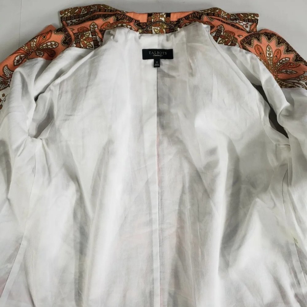 Stunning Buttonless Talbots Multicolor Paisley Blazer perfect for all seasons - Picture 10 of 15
